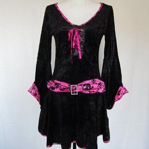 New Skull Witch California Costume Collection Women’s Dress Black Velvet L